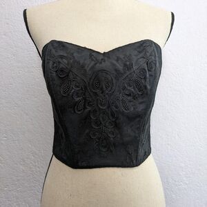 Vintage Victoria's Secret Gold Label black lace beaded overbust corset top